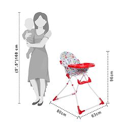 Babyhug Fun Feast Highchair With Adjustable Food Tray & 5 Point Safety Harness - Red - 80 x 63 x 96 cm Red