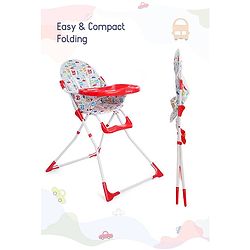 Babyhug Fun Feast Highchair With Adjustable Food Tray & 5 Point Safety Harness - Red - 80 x 63 x 96 cm Red