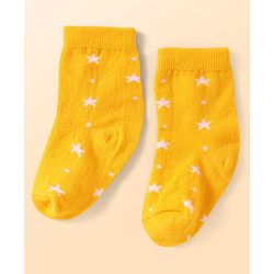 Cute Walk By Babyhug Anti-Bacterial Ankle Length Socks With Stripe & Star Design Pack Of 3 - Yellow & Light Blue