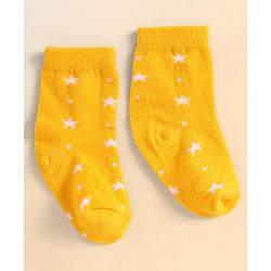 Cute Walk By Babyhug Anti-Bacterial Ankle Length Socks With Stripe & Star Design Pack Of 3 - Yellow & Light Blue