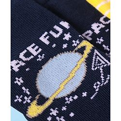 Cute Walk by Babyhug Knit Ankle Length Socks With Space Theme Design Pack of 3 - Yellow & Black