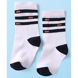 Cute Walk by Babyhug Knit Ankle Length Socks With Vehicle Design Pack of 3 - White Black & Blue