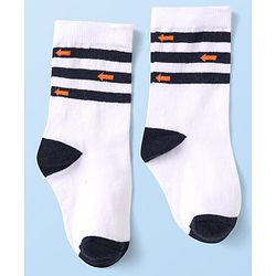 Cute Walk by Babyhug Knit Ankle Length Socks With Vehicle Design Pack of 3 - White Black & Blue