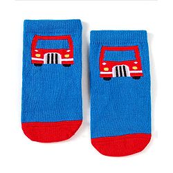 Cute Walk by Babyhug Anti-Bacterial Ankle Length Socks with Car & Truck Design Pack of 3 - Blue Red & Grey