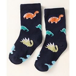 Cute Walk by Babyhug Knit Ankle Length Socks With Dino Design Pack of 3 - Light Blue & Black