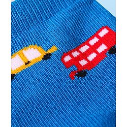 Cute Walk by Babyhug Knit Ankle Length Socks With Vehicle Design Pack of 3 - Blue & Grey