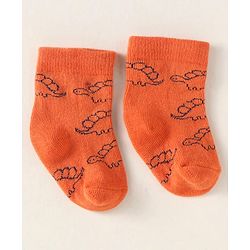 Cute Walk By Babyhug Anti-Bacterial Ankle Length Pack of 3 Socks With Dino Print - Brown & Navy Blue