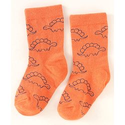 Cute Walk By Babyhug Anti-Bacterial Ankle Length Pack of 3 Socks With Dino Print - Brown & Navy Blue