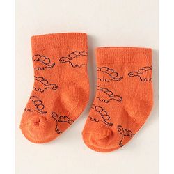 Cute Walk By Babyhug Anti-Bacterial Ankle Length Pack of 3 Socks With Dino Print - Brown & Navy Blue