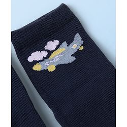 Cute Walk by Babyhug Knit Ankle Length Anti Bacterial Socks with Vehicle Design Pack of 3 - Navy Blue White & Grey