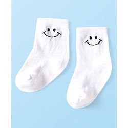 Cute Walk By Babyhug Cotton Knit Anti-Bacterial Ankle Length Socks With Smiley Design Pack of 3 - Yellow White & Grey