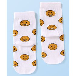 Cute Walk by Babyhug Knit Ankle Length Socks With Stripes & Text Design - Blue & White