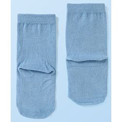 Cute Walk by Babyhug Knit Ankle Length Socks With Stripes & Text Design - Blue & White
