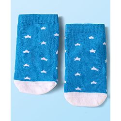Cute Walk by Babyhug Knit Ankle Length Socks With Whale & Star Design Pack of 3 - Blue Black & Yellow