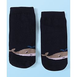 Cute Walk by Babyhug Knit Ankle Length Socks With Whale & Star Design Pack of 3 - Blue Black & Yellow