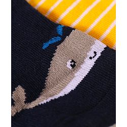 Cute Walk by Babyhug Knit Ankle Length Socks With Whale & Star Design Pack of 3 - Blue Black & Yellow