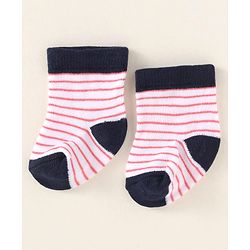 Cute Walk By Babyhug Anti-Bacterial Ankle Length Pack of 3 With Nautical Theme Print - Red & Navy Blue