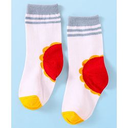 Cute Walk By Babyhug Cotton Knit Anti-Bacterial Ankle Length Socks With Star Sun & Checks Design Pack Of 3 - White Grey & Navy Blue