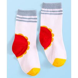 Cute Walk By Babyhug Cotton Knit Anti-Bacterial Ankle Length Socks With Star Sun & Checks Design Pack Of 3 - White Grey & Navy Blue