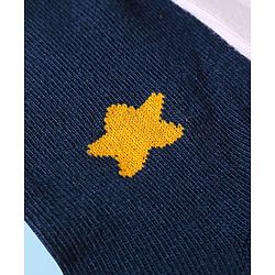 Cute Walk By Babyhug Cotton Knit Anti-Bacterial Ankle Length Socks With Star Sun & Checks Design Pack Of 3 - White Grey & Navy Blue
