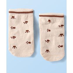Cute Walk By Babyhug Anti-Bacterial Ankle Length Pack of 3 With Bear Print - Tan & Brown