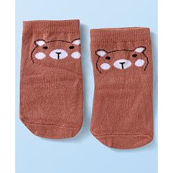 Cute Walk By Babyhug Anti-Bacterial Ankle Length Pack of 3 With Bear Print - Tan & Brown