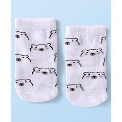 Cute Walk By Babyhug Anti-Bacterial Ankle Length Pack of 3 With Bear Print - Tan & Brown