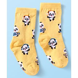 Cute Walk By Babyhug Cotton Knit Anti-Bacterial Ankle Length Socks With Stripes & Animal Design Pack of 3 - Blue & Yellow
