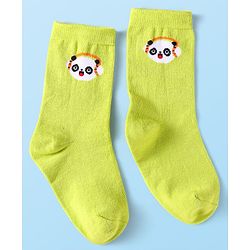 Cute Walk By Babyhug Cotton Knit Anti-Bacterial Ankle Length Socks With Stripes & Animal Design Pack of 3 - Blue & Yellow