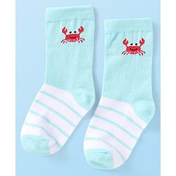 Cute Walk By Babyhug Cotton Knit Anti-Bacterial Ankle Length Socks With Stripe & Ocean Design Pack of 3 - Blue & White