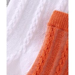 Cute Walk by Babyhug Knit Ankle Length Solid Colour Socks With Cable Knit Design Pack of 3 - White Grey & Orange