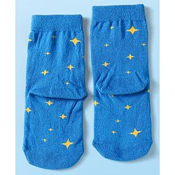 Cute Walk By Babyhug Cotton Knit Anti-Bacterial Ankle Length Socks With Space Design Pack of 3 - Black Blue & White