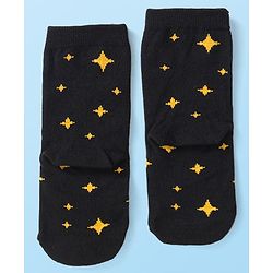 Cute Walk By Babyhug Cotton Knit Anti-Bacterial Ankle Length Socks With Space Design Pack of 3 - Black Blue & White