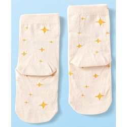 Cute Walk By Babyhug Cotton Knit Anti-Bacterial Ankle Length Socks With Space Design Pack of 3 - Black Blue & White