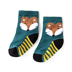 Cute Walk by Babyhug Ankle Length Antibacterial Socks with Stripes & Animal Design Pack of 3 - Teal Blue