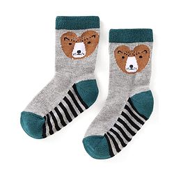 Cute Walk by Babyhug Ankle Length Antibacterial Socks with Stripes & Animal Design Pack of 3 - Teal Blue