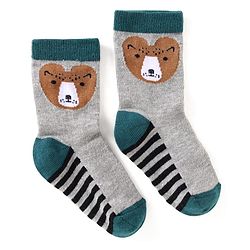 Cute Walk by Babyhug Ankle Length Antibacterial Socks with Stripes & Animal Design Pack of 3 - Teal Blue