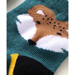 Cute Walk by Babyhug Ankle Length Antibacterial Socks with Stripes & Animal Design Pack of 3 - Teal Blue
