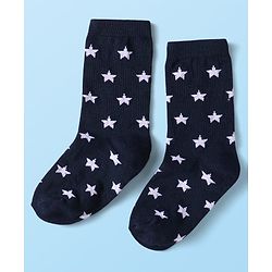Cutewalk By Babyhug Cotton Knit Anti-Bacterial Ankle Length Stripe & Star Design Socks Pack of 3 - Black & White