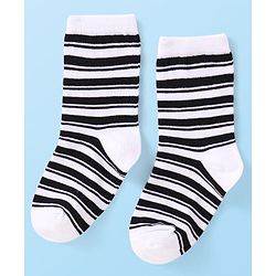 Cutewalk By Babyhug Cotton Knit Anti-Bacterial Ankle Length Stripe & Star Design Socks Pack of 3 - Black & White
