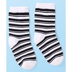 Cutewalk By Babyhug Cotton Knit Anti-Bacterial Ankle Length Stripe & Star Design Socks Pack of 3 - Black & White
