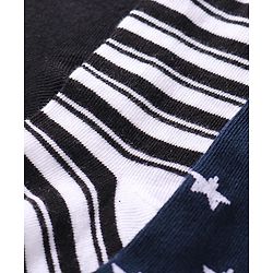 Cutewalk By Babyhug Cotton Knit Anti-Bacterial Ankle Length Stripe & Star Design Socks Pack of 3 - Black & White