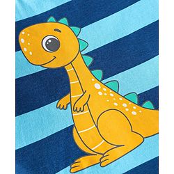 Babyhug Cotton Knit Full Sleeves Night Suit With Stripes & Dino Print - Blue