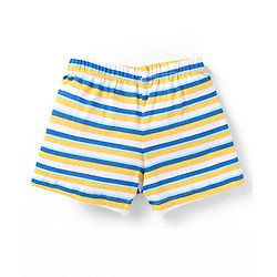 Babyhug 100% Cotton Knit Solid Striped & Bear Printed  Trunks Pack of 5 - Light Blue Navy & Yellow