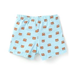 Babyhug 100% Cotton Knit Solid Striped & Bear Printed  Trunks Pack of 5 - Light Blue Navy & Yellow