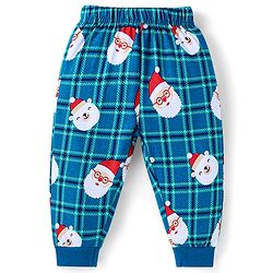 Babyhug Cotton Knit Full Sleeves Santa Claus Printed Night Suit - Royal Blue