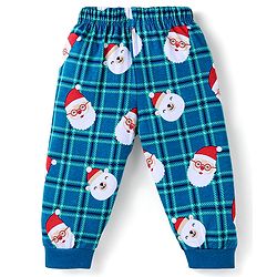 Babyhug Cotton Knit Full Sleeves Santa Claus Printed Night Suit - Royal Blue