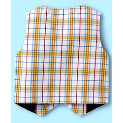 Babyhug Woven Full Sleeves Checks 3 Piece Party Suit With Bow - White