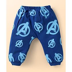 Babyhug Marvel Interlock Knit Full Length Diaper Leggings with Avengers Print Pack of 3 - Red Navy Blue & White