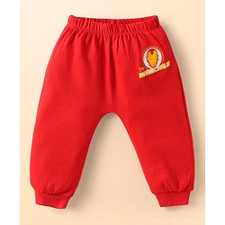 Babyhug Marvel Interlock Knit Full Length Diaper Leggings with Avengers Print Pack of 3 - Red Navy Blue & White